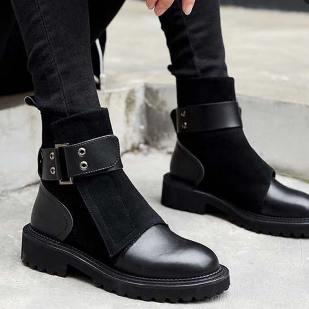 Black Buckle Combat Boots